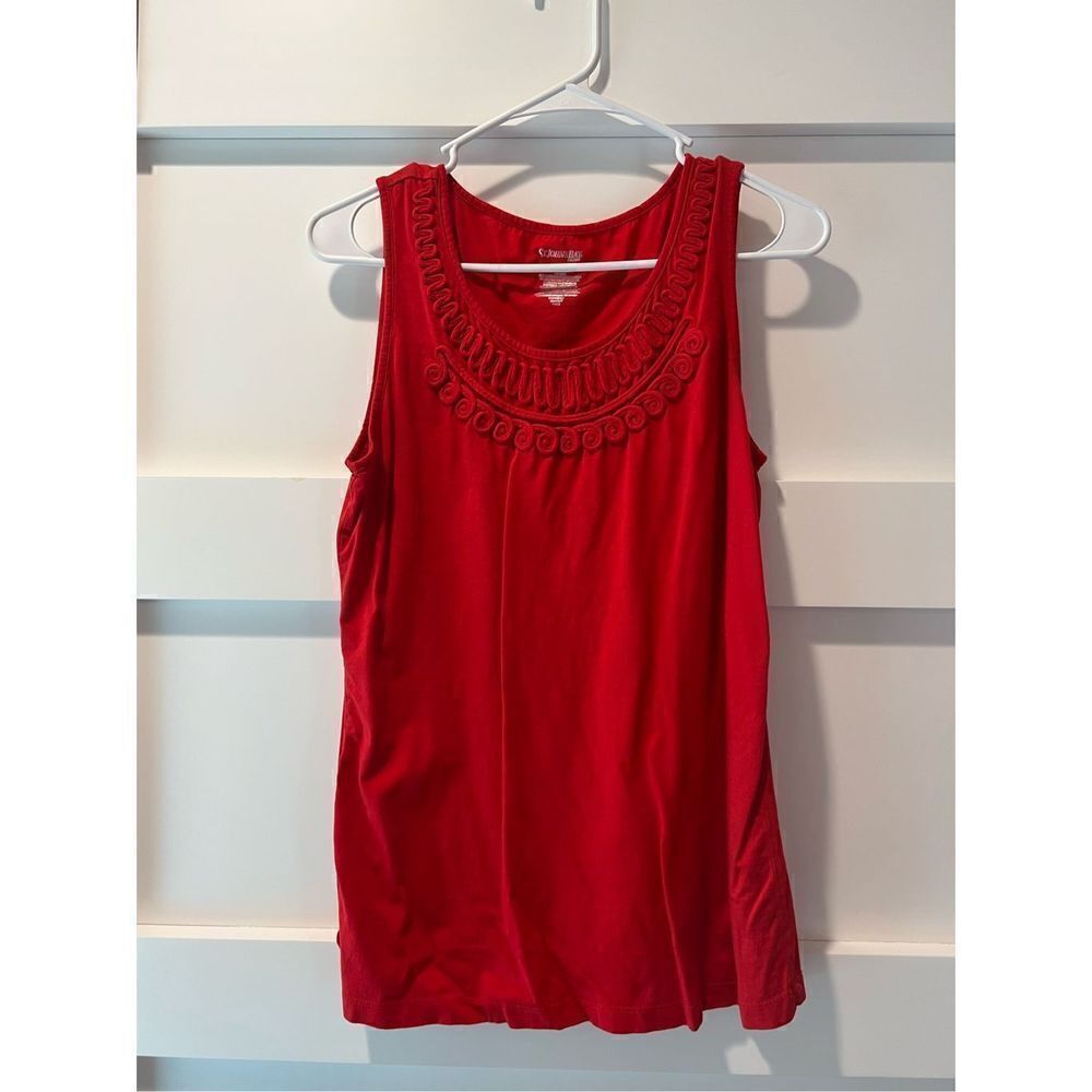 St John’s Bay Red, Purple or Green tank with ruffle detail